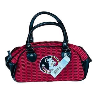 NWT FSU Florida State Seminoles Alan Stuart Purse Bag Mesh/Leather